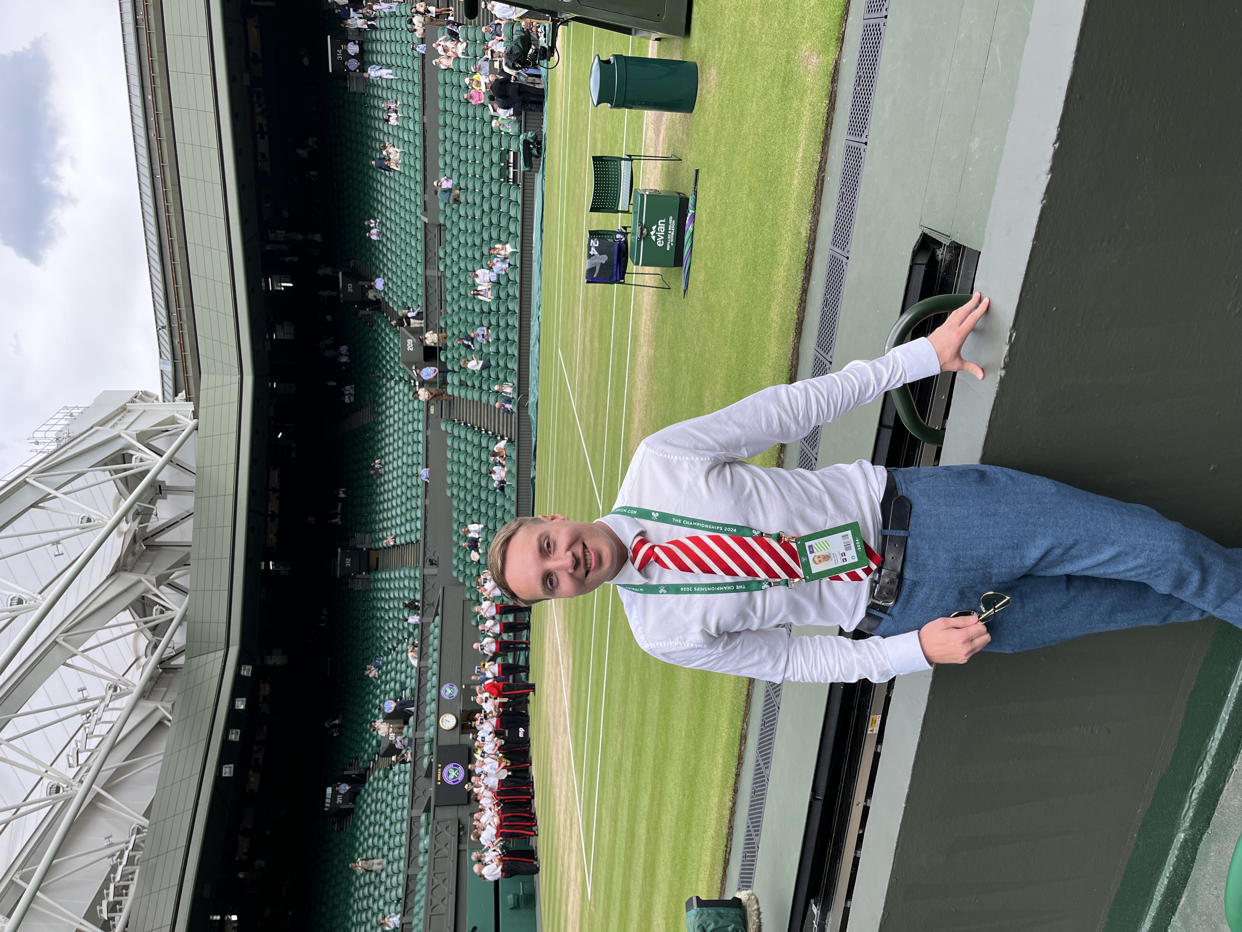 Chris Cave at Wimbledon Centre Court with press credentials
